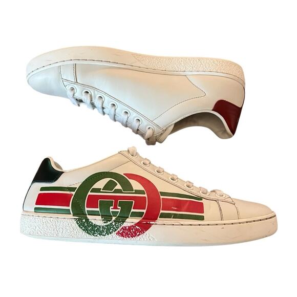Gucci Ace Interlocking G Sneakers White Leather Low Top Logo EU 36 US 6 - Picture 6 of 12